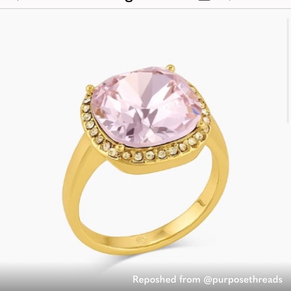 Gorjana 18k Gold Plated Blush Citrine Crystal Lexi Cushion Cocktail Ring - Picture 1 of 5